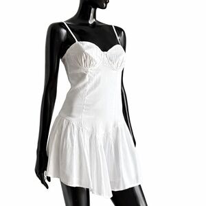 Princess Polly White Corset Mini Dress Flowy Spaghetti Strap Size [4]